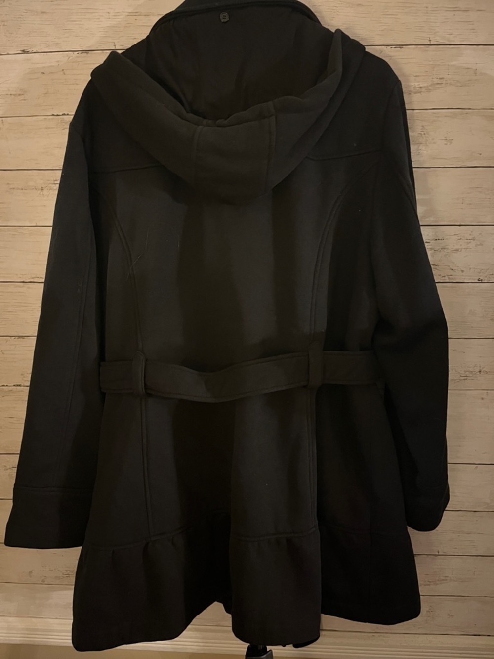 Liz Claiborne Black Women's Wool-Blend Trench Coat with Belt - Picture 3 of 5